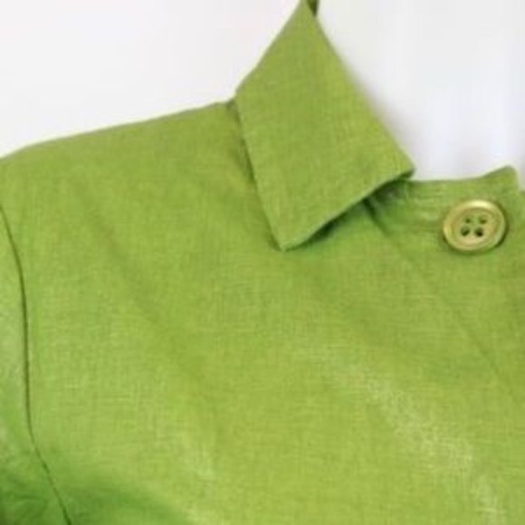 Chico’s Green Jacket /w Gold Shimmer & gold tank - Picture 4 of 8